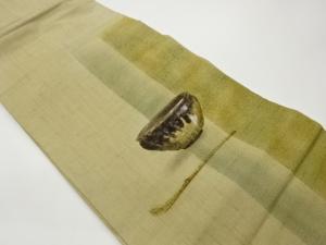 作家物　手織り紬金通し茶器模様名古屋帯